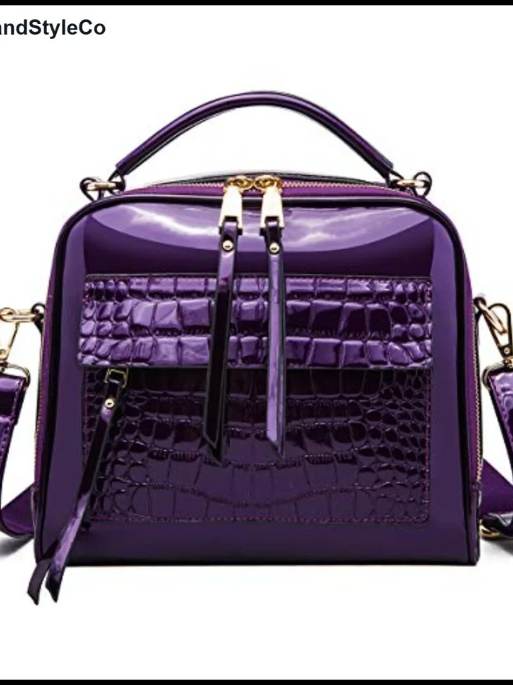 Women's Patent Leather Satchel Handbag PU Crocodile Print Shoulder Crossbody